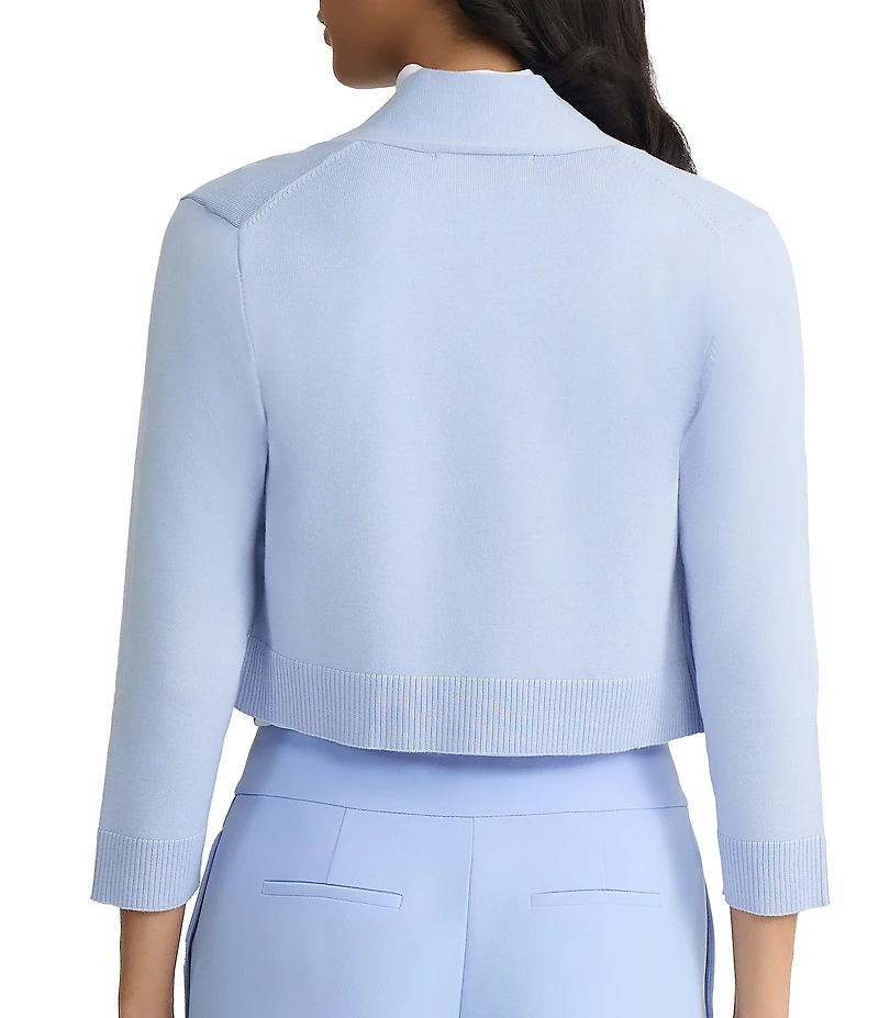 Kasper Petite Open Front 3/4 Sleeve Cropped Knit Cardigan