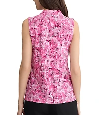 Kasper Petite Pleated Neck Printed Jersey Tank Top