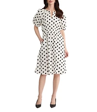 Kasper Petite Puff Sleeve Smock Waist Midi Dress