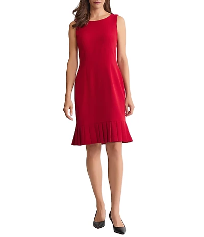 Kasper Petite Ruffle Hem Crepe Sheath Dress