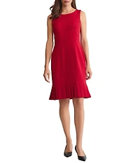 Kasper Petite Ruffle Hem Crepe Sheath Dress