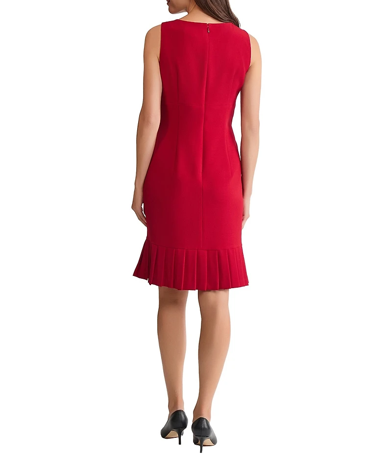 Kasper Petite Ruffle Hem Crepe Sheath Dress