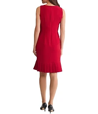 Kasper Petite Ruffle Hem Crepe Sheath Dress