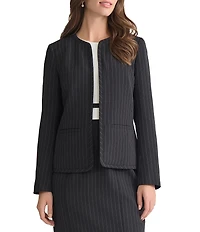 Kasper Petite Size Coordinating Crepe Pinstripe Long Sleeve Blazer