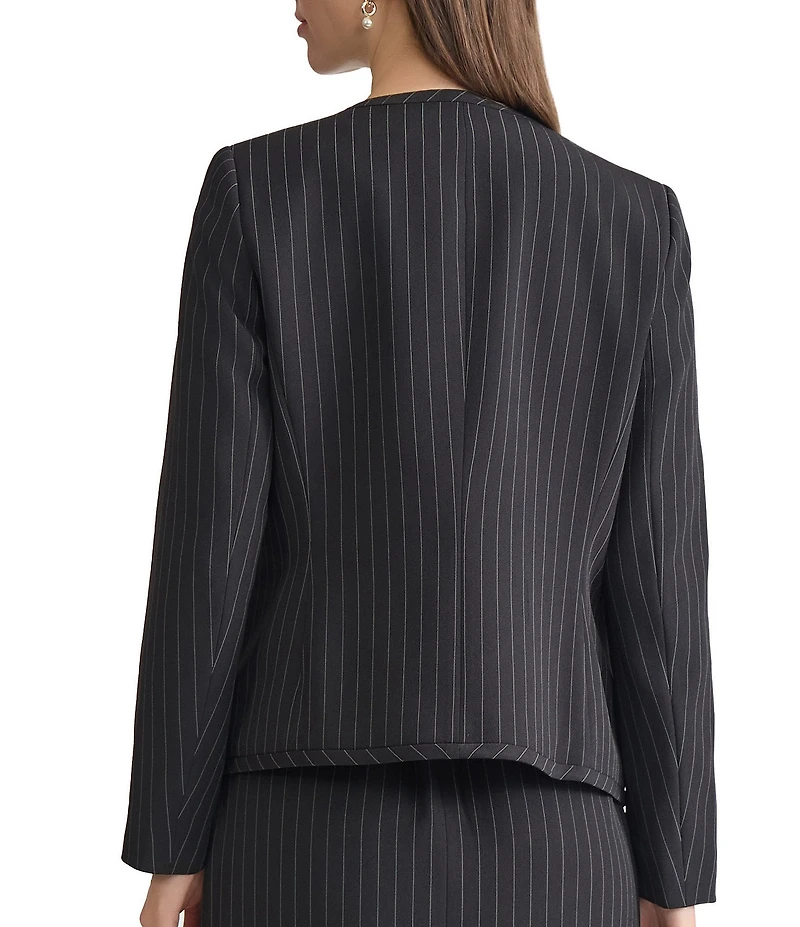 Kasper Petite Size Coordinating Crepe Pinstripe Long Sleeve Blazer