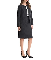 Kasper Petite Size Coordinating Crepe Pinstripe Long Sleeve Blazer