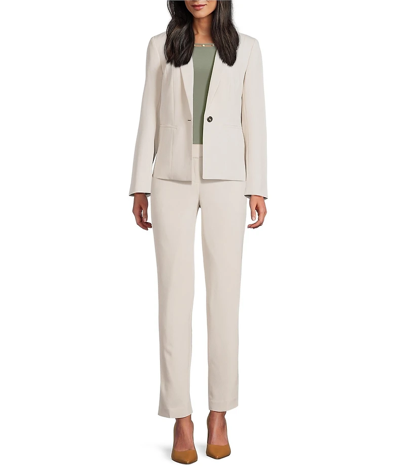 Kasper Petite Size Crepe Fly Front Slim Pants