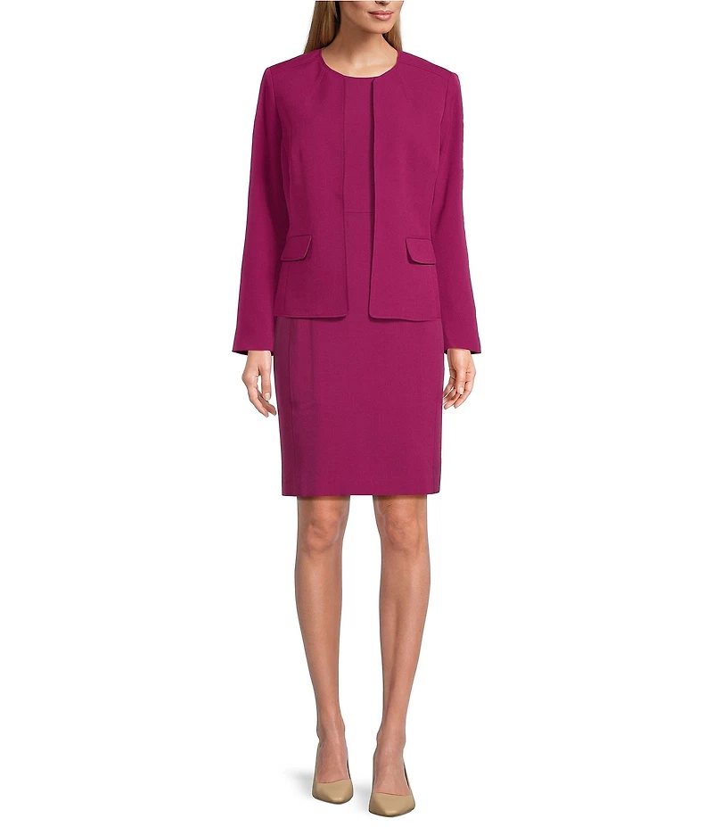 Kasper Petite Size Crepe Long Sleeve Open Front Jacket