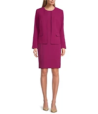 Kasper Petite Size Crepe Long Sleeve Open Front Jacket