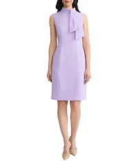 Kasper Petite Size Crepe Mock Tie Neck Sleeveless Sheath Dress
