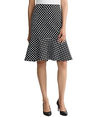 Kasper Petite Size Dotted Jacquard Slim To Flounce Midi Skirt