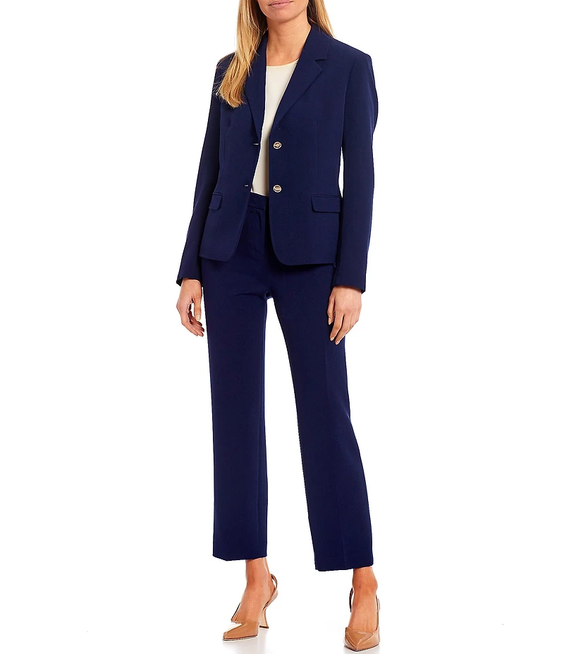 Kasper Petite Size Flat Front Elastic Back Wide Leg Ankle Pants