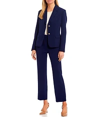 Kasper Petite Size Flat Front Elastic Back Wide Leg Ankle Pants