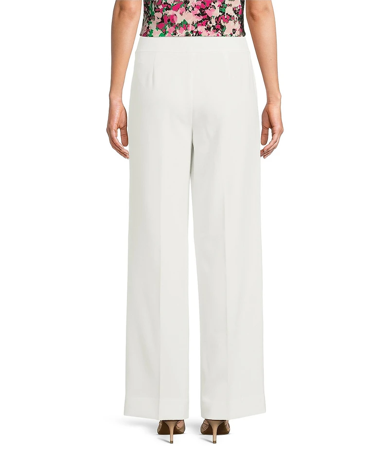 Kasper Petite Size Flat Front Wide Leg Stretch Crepe Pants