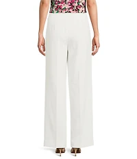 Kasper Petite Size Flat Front Wide Leg Stretch Crepe Pants