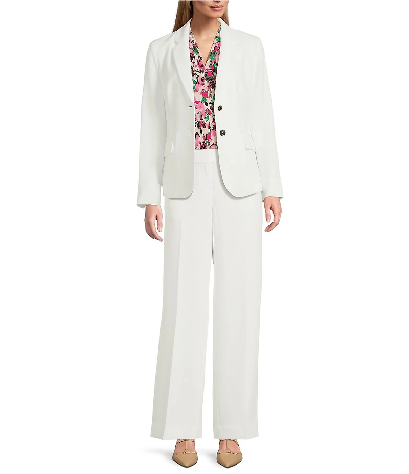 Kasper Petite Size Flat Front Wide Leg Stretch Crepe Pants
