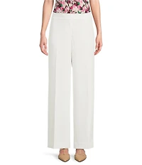 Kasper Petite Size Flat Front Wide Leg Stretch Crepe Pants