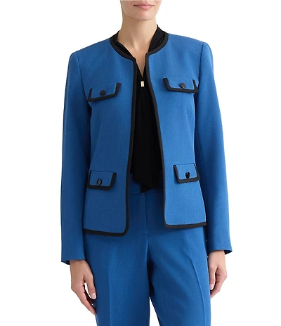 Kasper Petite Size Four Pocket Open Front Jacket