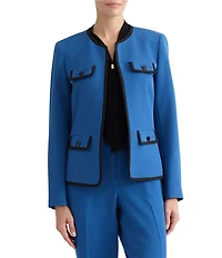 Kasper Petite Size Four Pocket Open Front Jacket