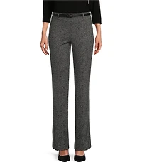 Kasper Petite Size Herringbone Pull-On Belted High Rise Boot Leg Pants