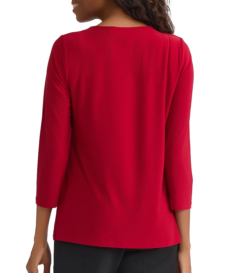 Kasper Petite Size Keyhole Neck Jersey Knit Top