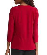 Kasper Petite Size Keyhole Neck Jersey Knit Top