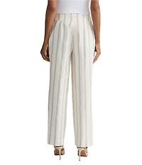 Kasper Petite Size Linen Blend Wide Leg Pinstripe Pants