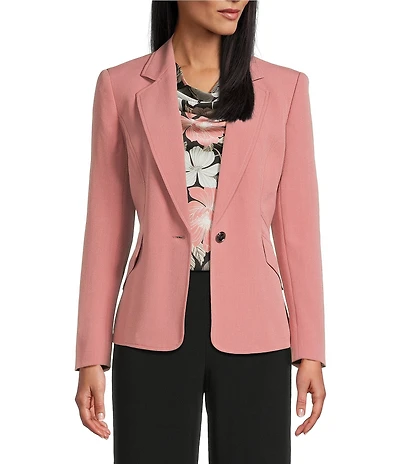 Kasper Petite Size Notch Collar Long Sleeve Crepe Jacket