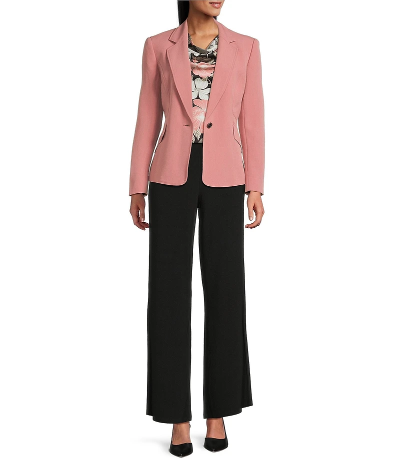 Kasper Petite Size Notch Collar Long Sleeve Crepe Jacket