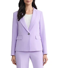 Kasper Petite Size One Button Petal Collar Jacket