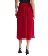 Kasper Petite Size Pull On Pleated Midi Chiffon Skirt
