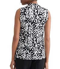Kasper Petite Size Sleeveless Knot Front Printed Blouse