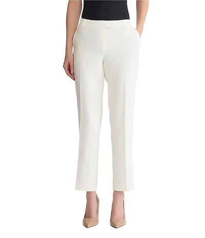 Kasper Petite Size Stretch Crepe Flat Front Straight Leg Pants