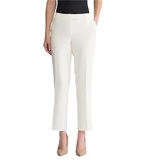 Kasper Petite Size Stretch Crepe Flat Front Straight Leg Pants