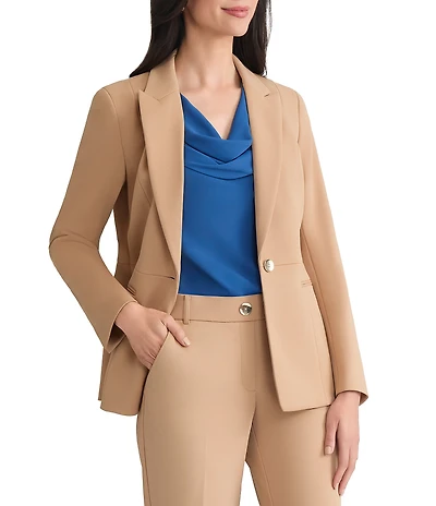Kasper Petite Size Stretch Twill Notch Collar Jacket