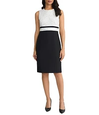 Kasper Petite Size Tweed Crew Neck Sleeveless Sheath Suit Dress