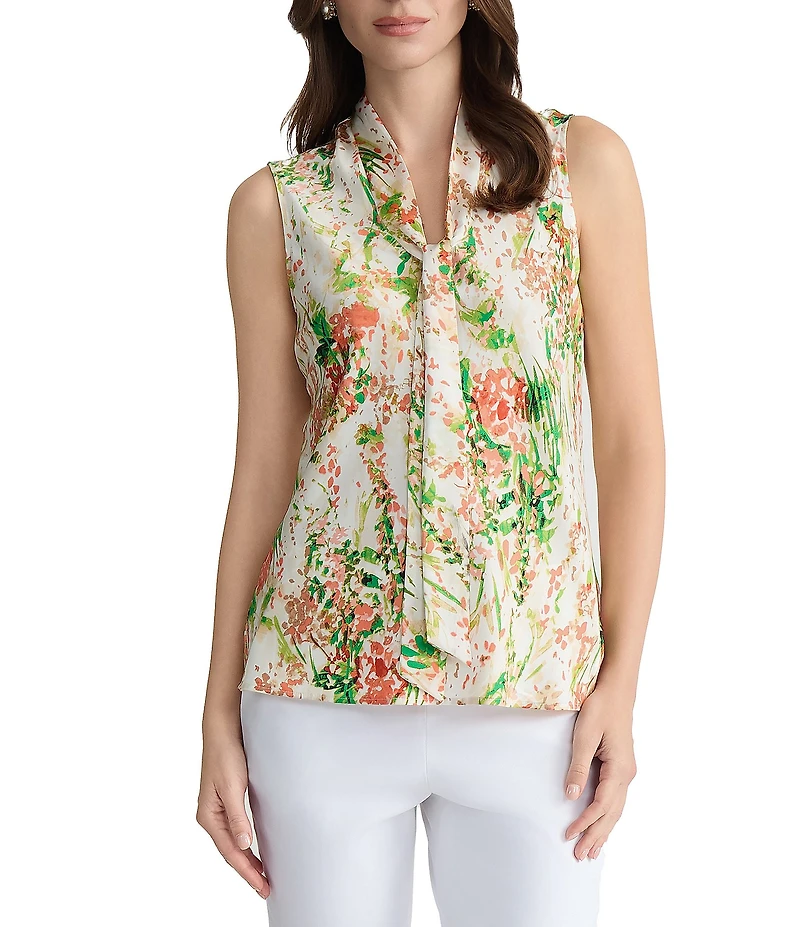 Kasper Petite Sleeveless Bias Bow Blouse