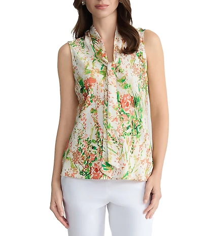 Kasper Petite Sleeveless Bias Bow Blouse