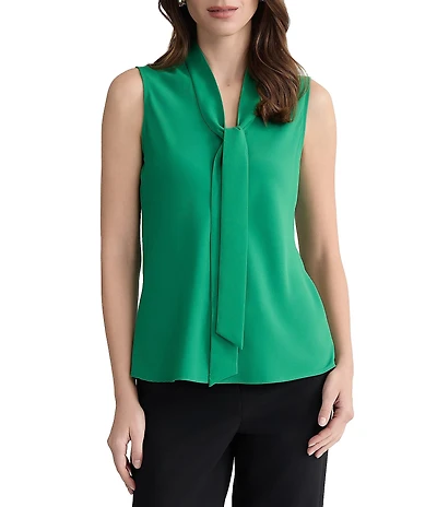 Kasper Petite Sleeveless Bias Bow Blouse