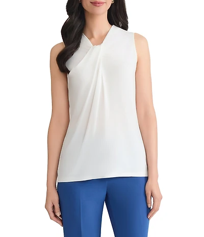 Kasper Petite Sleeveless Drape Neck Tank