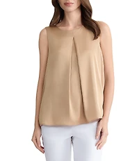 Kasper Petite Sleeveless Pleated Front Blouse