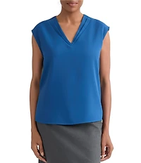 Kasper Petite Sleeveless Pleated Neck Blouse
