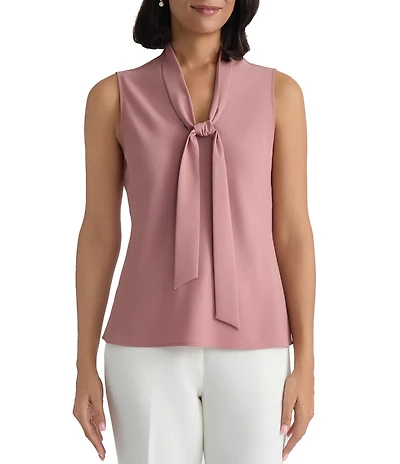 Kasper Petite Sleeveless Tie Neck Blouse