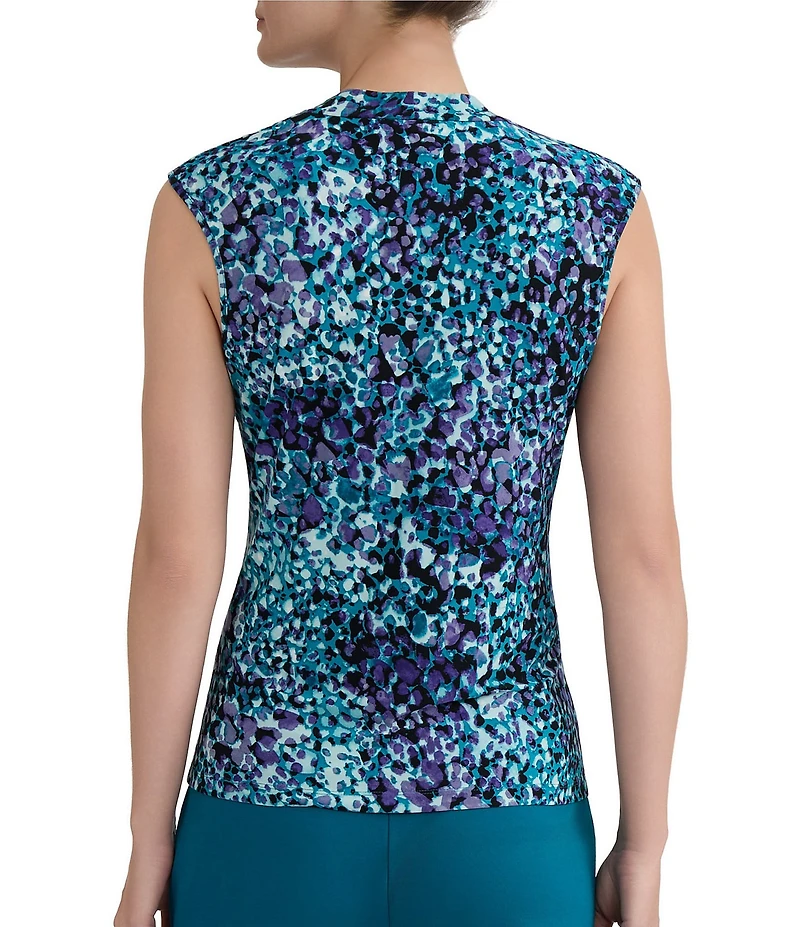 Kasper Petite Square Neck Dotted Jersey Top