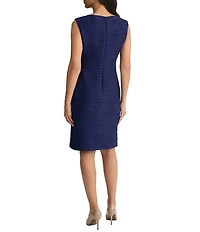 Kasper Petite Textured Fabric Sheath Knee Length Dress