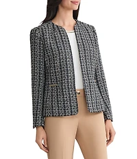Kasper Petite Tweed Cardigan With Trim Detail