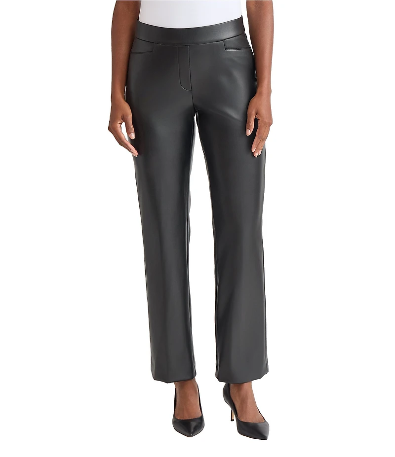 Kasper Petite Vegan Leather Pull On L-Pocket Trousers