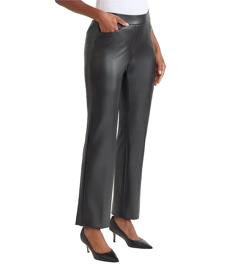 Kasper Petite Vegan Leather Pull On L-Pocket Trousers