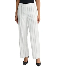 Kasper Pin Stripe Flat Front Full Length Wide Leg Coordinating Pants