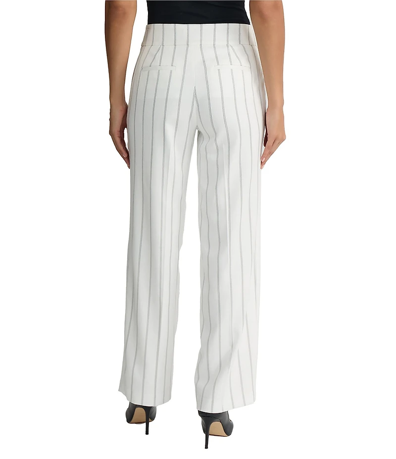 Kasper Pin Stripe Flat Front Full Length Wide Leg Coordinating Pants